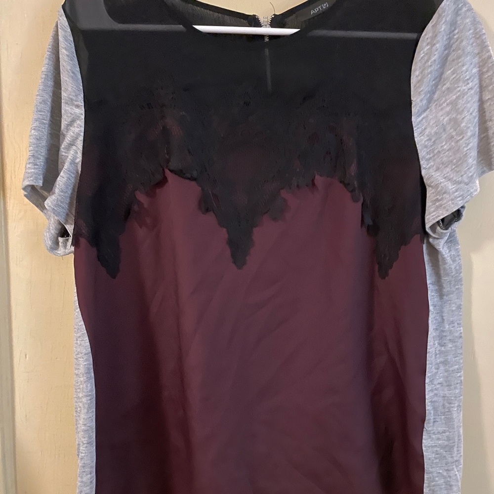 APT.9 Classic Black and Maroon Blouse